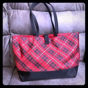 NWOT LANCÔME Red Plaid Tote Bag ♥️🖤❤️👜